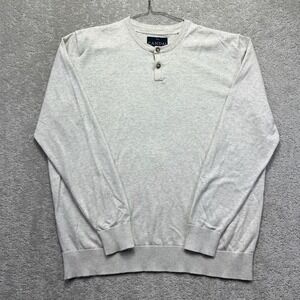 CANDA C&A Henley Sweater Men XXLs Gray Heathered 100% Cotton Long Sleeve